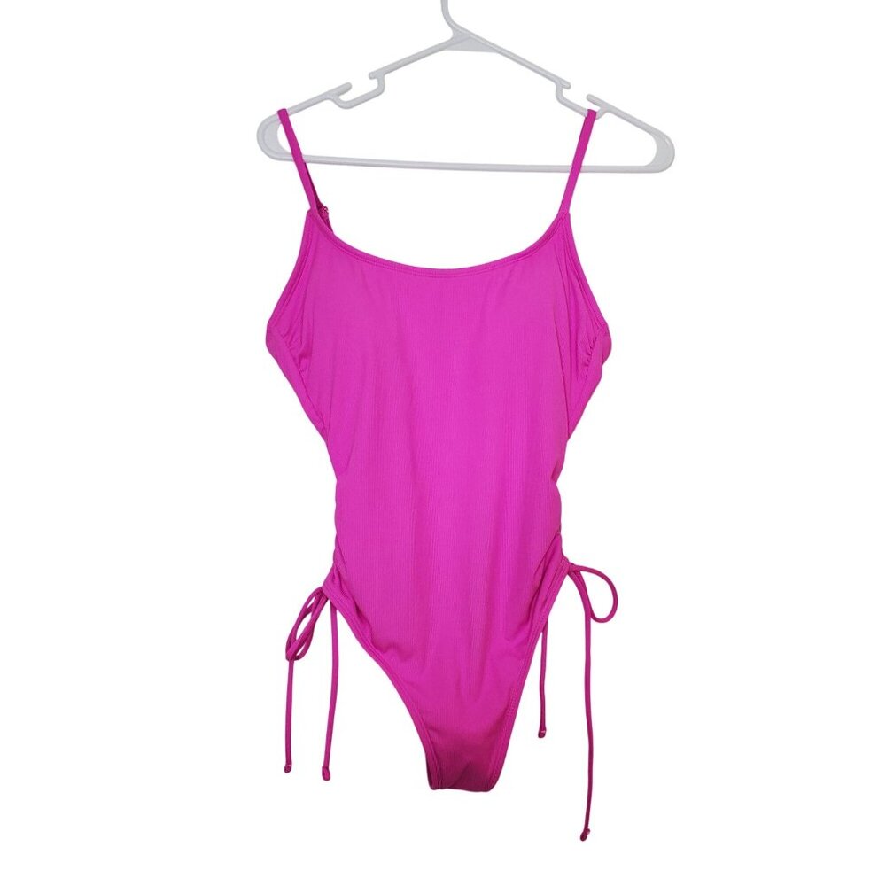 Shade & Shore Pink One-Piece Swimsuit With Adjustable Straps & Side Ties Medium - Picture 3 of 8